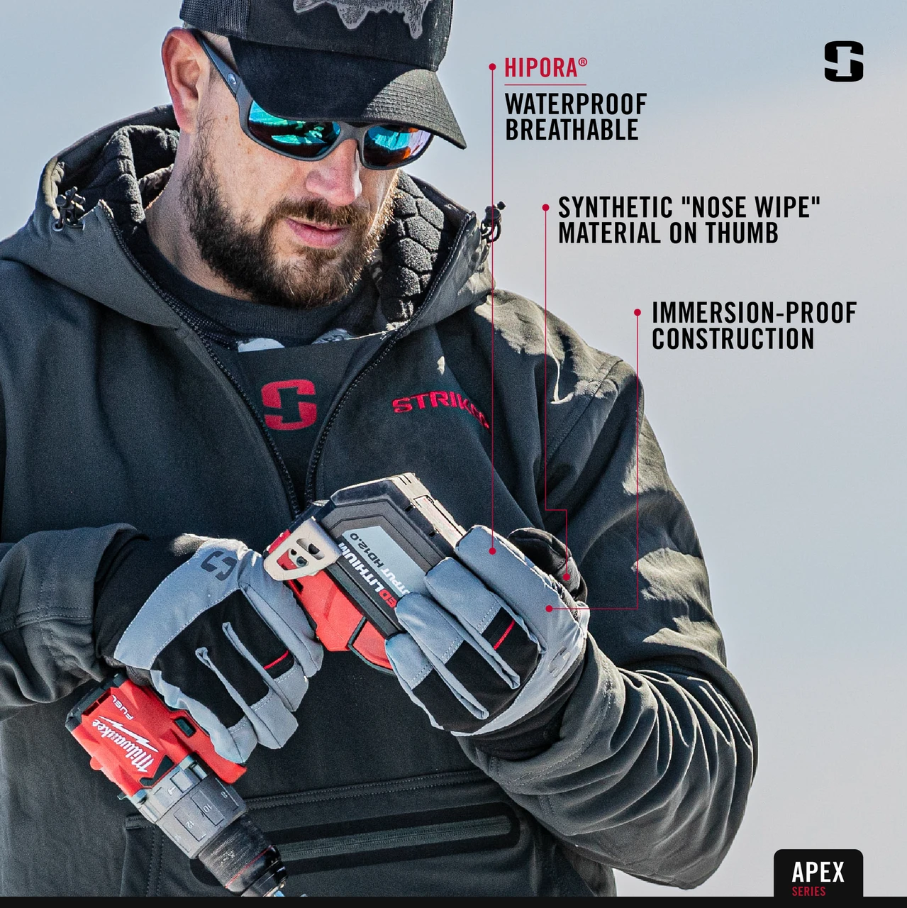 Striker Ice - Apex Gloves - Black / Gray 4 Striker Ice - Apex Gloves - Black / Gray - Image 4