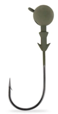 Mustad Elite Football Jig Head - 1X Strong - 1/2oz - 4/0 Matte Olive Green