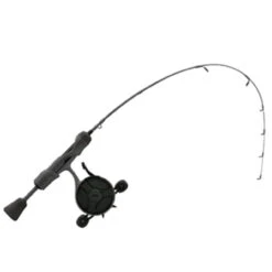 13 Fishing - FreeFall Ghost Stealth Edition Ice Combo 27" L - FF Ghost + Tickle Stick (Reel Seat Handle) - Left Hand - Black/Grey Camo